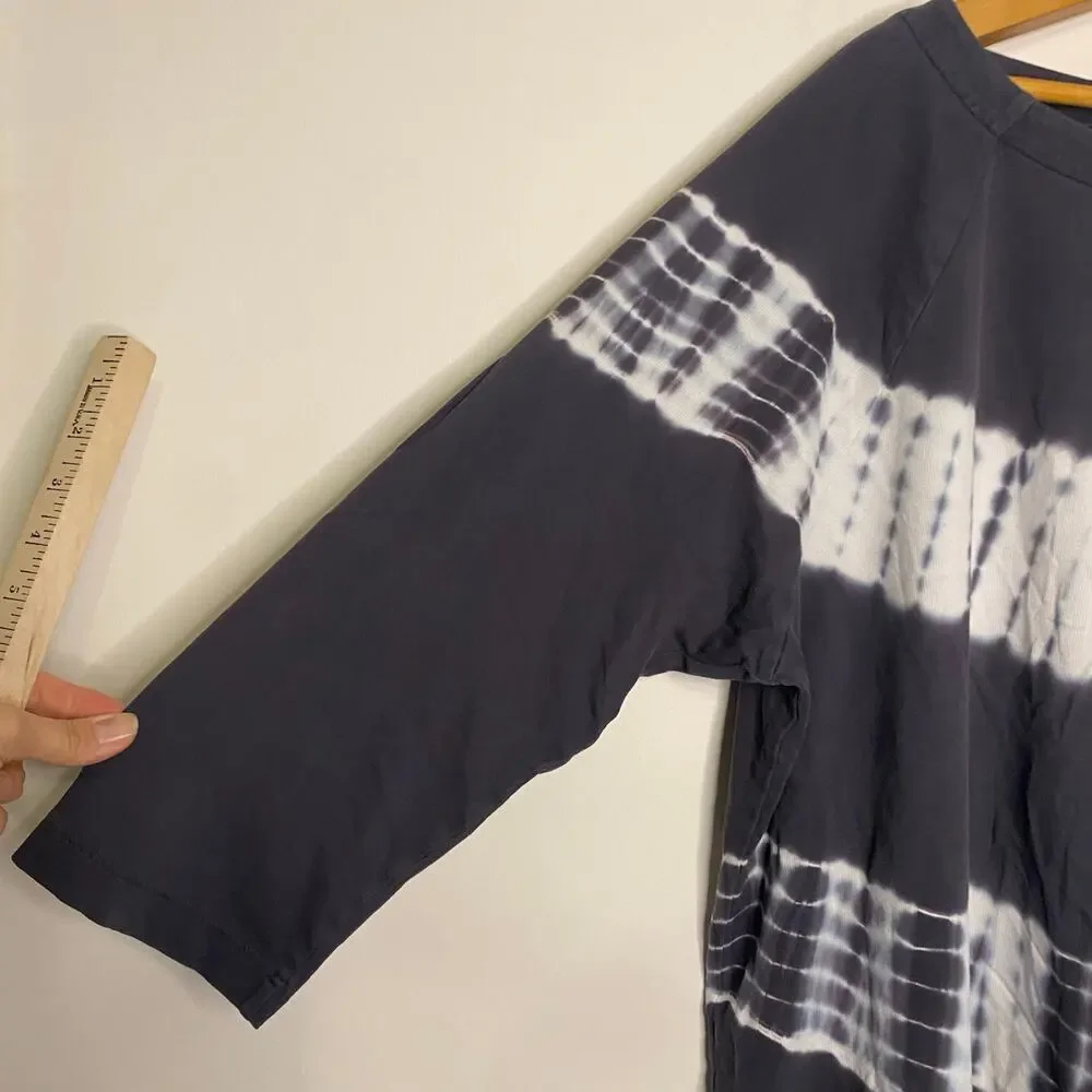 Purejill‎ Organic Cotton Gray White Sweater 3/4 Sleeves Large Lagenlook
